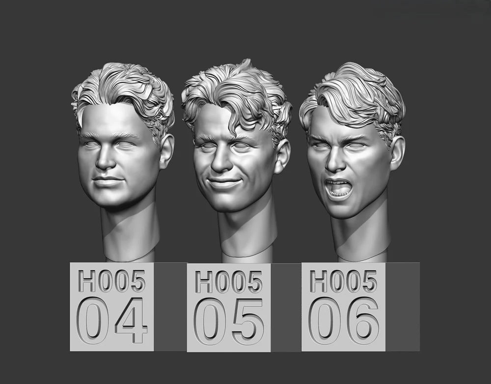 1/35 Male Character Heads, 6 Figures, Resin Model Figure Kit, Anime Theme, Unassembled and Unpainted