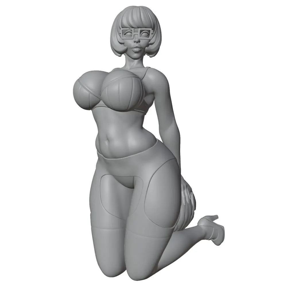 75mm Pin-up Female with Pumpkin, Resin Model Figure Kit, Unassembled and Unpainted