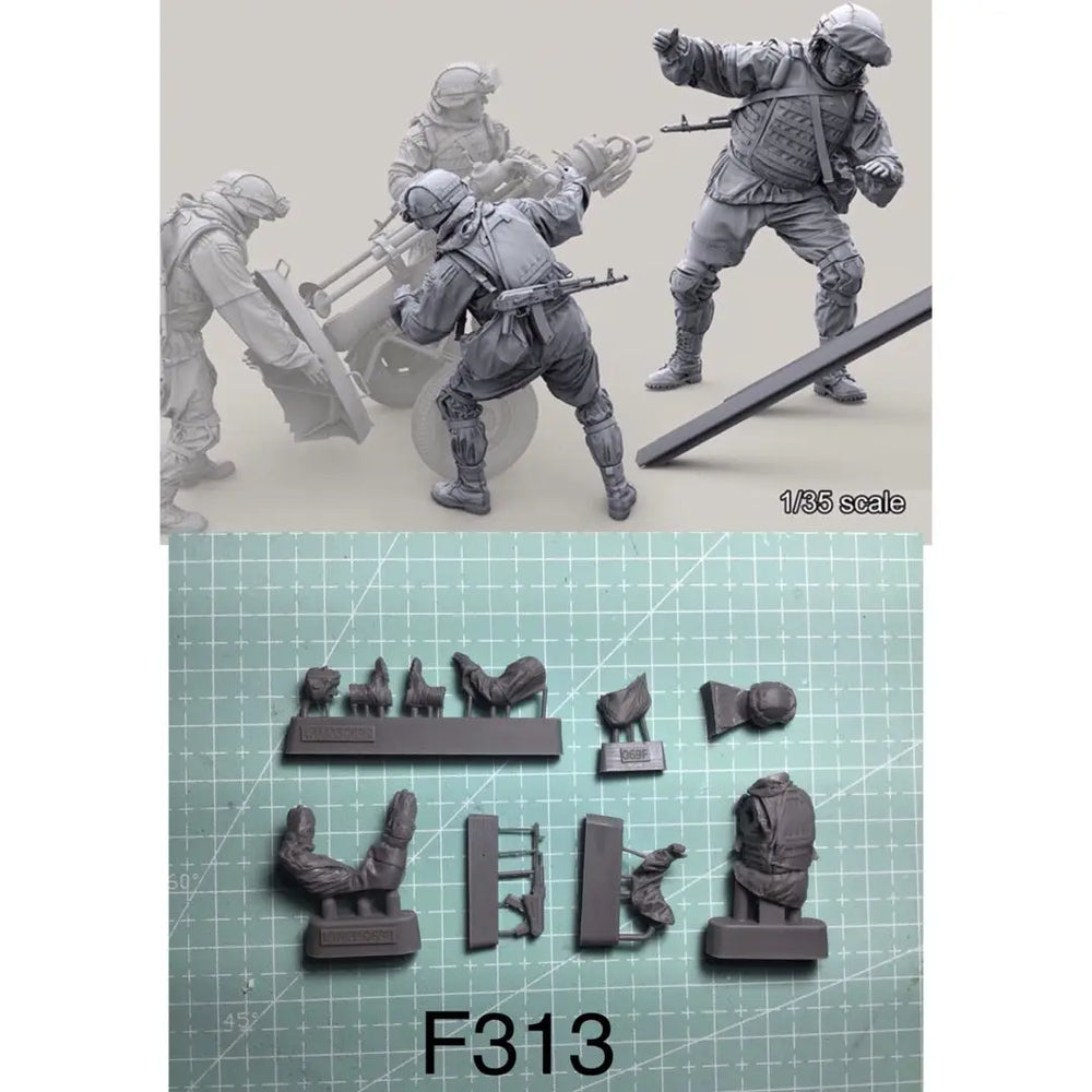 1/35 Modern Infantry Squad with Towed Recoilless Rifle, 7 Figures, Resin Model Figure Kit, Unassembled and Unpainted