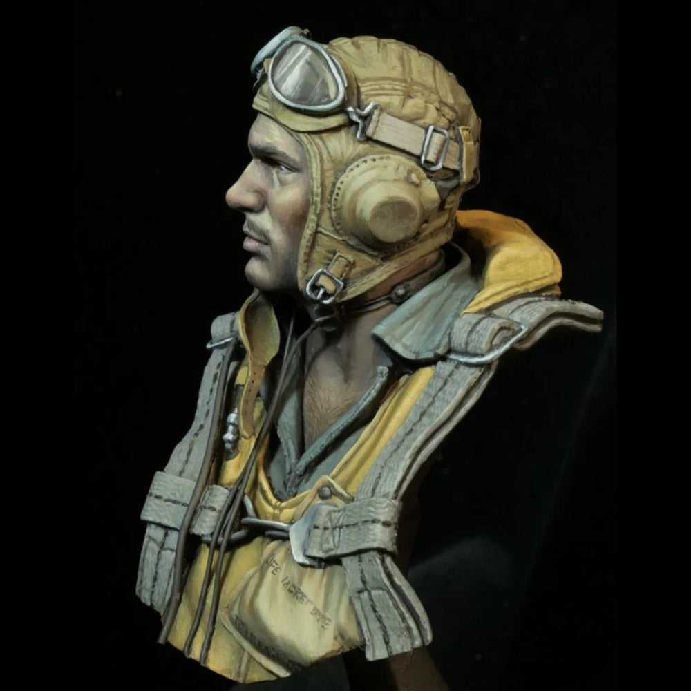1/10 WWII U.S. Navy Pilot, Resin Model Bust Kit, Unassembled and Unpainted