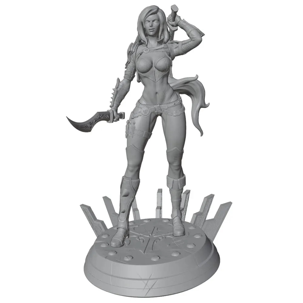 1/24 Female Warrior with Dual Swords, Resin Model Figure Kit, Fantasy Theme, Unassembled and Unpainted