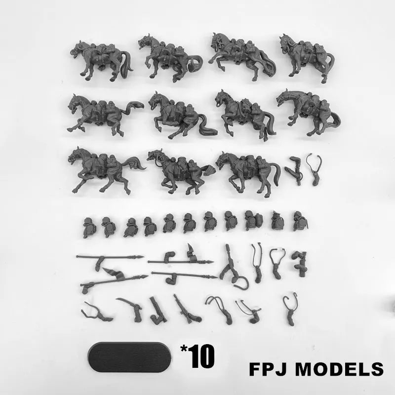 28mm Napoleonic Guard Cavalry, 16 Figures, Resin Model Figure Kit, Unassembled and Unpainted