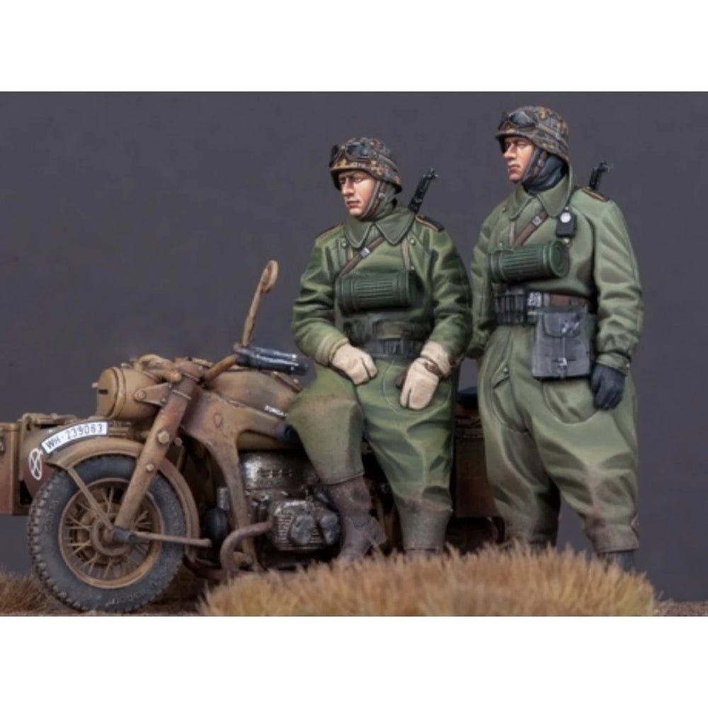 1/35 WWII German Motorcyclist Squad, 4 Figures, Resin Model Figure Kit, Unassembled and Unpainted