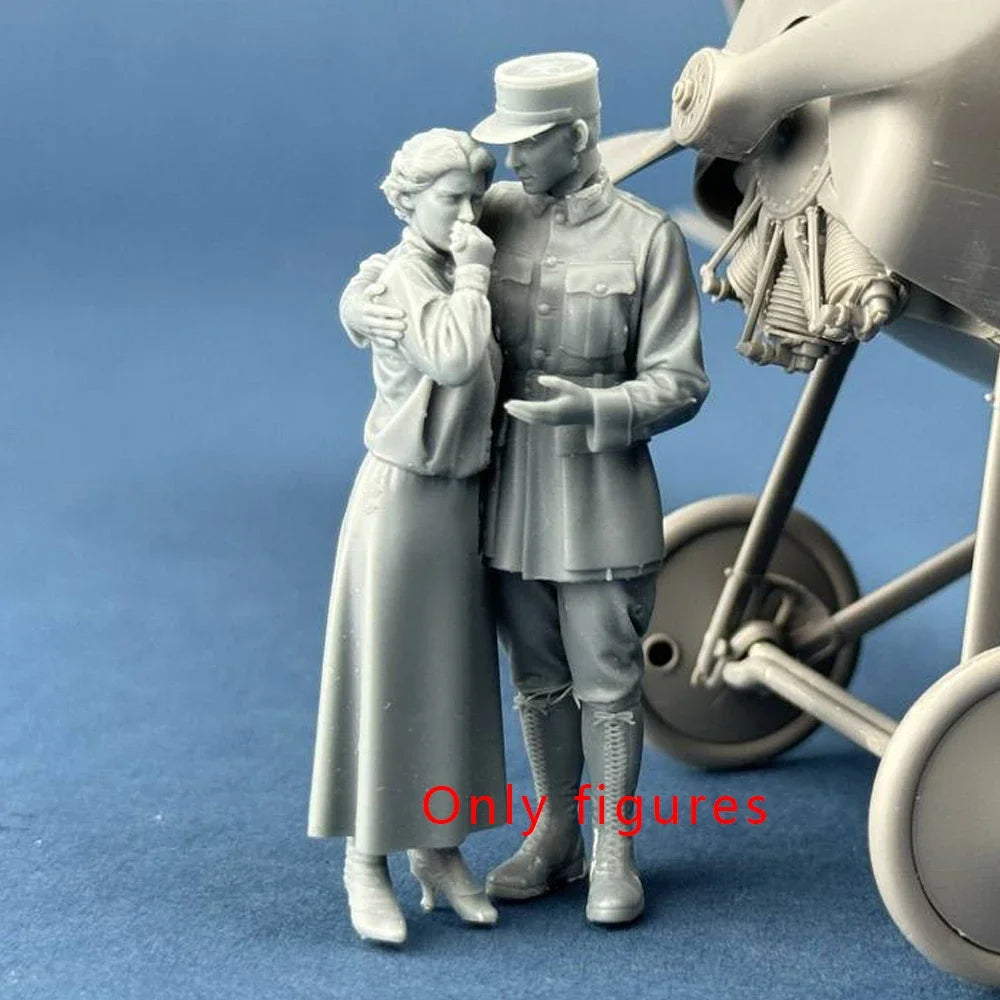 1/32 WWII French Officer & Pilot, 2 Figures, Resin Model Figure Kit, Unassembled and Unpainted