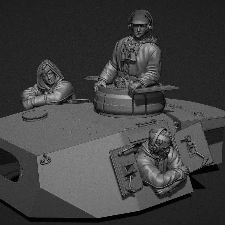 1/35 WWII Armored Warriors with Goggles, 6 Figures, Resin Model Figure Kit, Unassembled and Unpainted