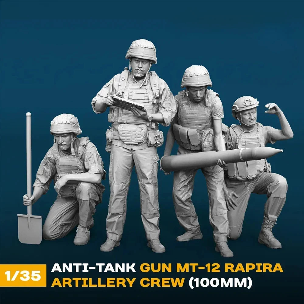 1/35 Cold War Soviet Artillery Crew, 4 Figures, Resin Model Figure Kit, Unassembled and Unpainted