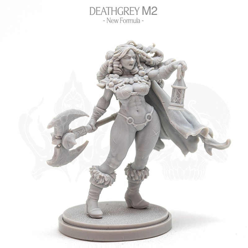 30mm Female Barbarian in Armor with Dual Polearms, Resin Model Figure Kit, Fantasy Theme, Unassembled and Unpainted