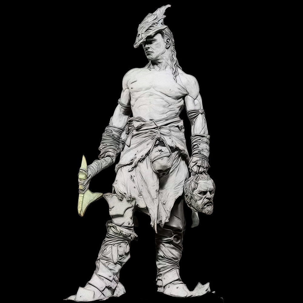 1/24 Ancient Barbarian Warriors with Feathered Helms, 3 Figures, Resin Model Figure Kit, Unassembled and Unpainted