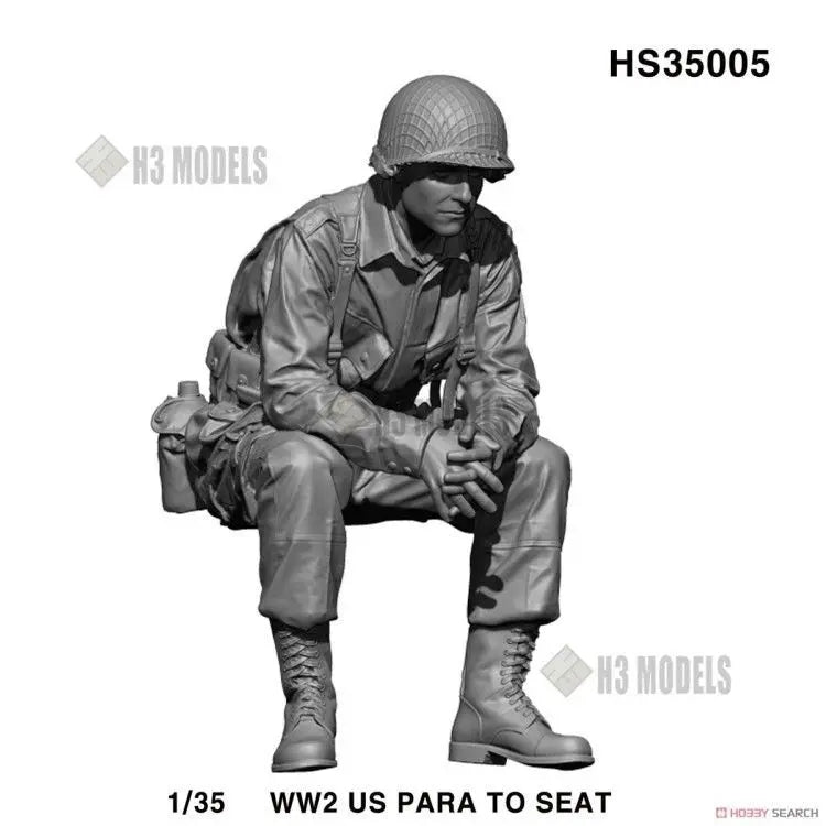1/35 WWII US Infantryman in Tactical Crouch, Resin Model Figure Kit, Unassembled and Unpainted