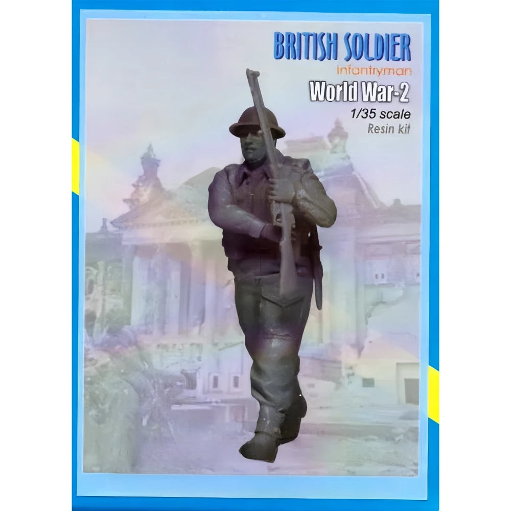 1/35 WWII British Infantryman Advancing with Rifle, Resin Model Figure Kit, Unassembled and Unpainted
