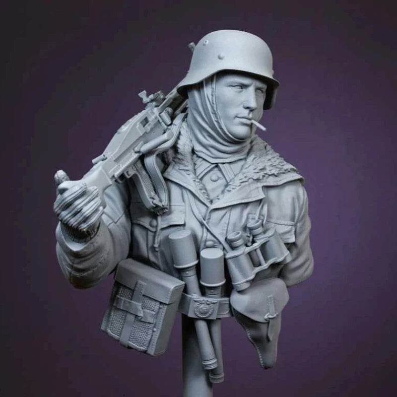 1/10 WWII German Panzerfaust Gunner, Resin Model Bust Kit, Unassembled and Unpainted