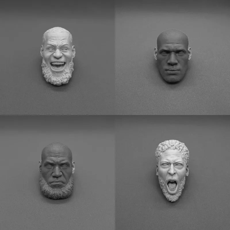 1/6 Basketball Player Head Sculptures, 6 Figures, Resin Model Bust Kit, Historical Theme, Unassembled and Unpainted