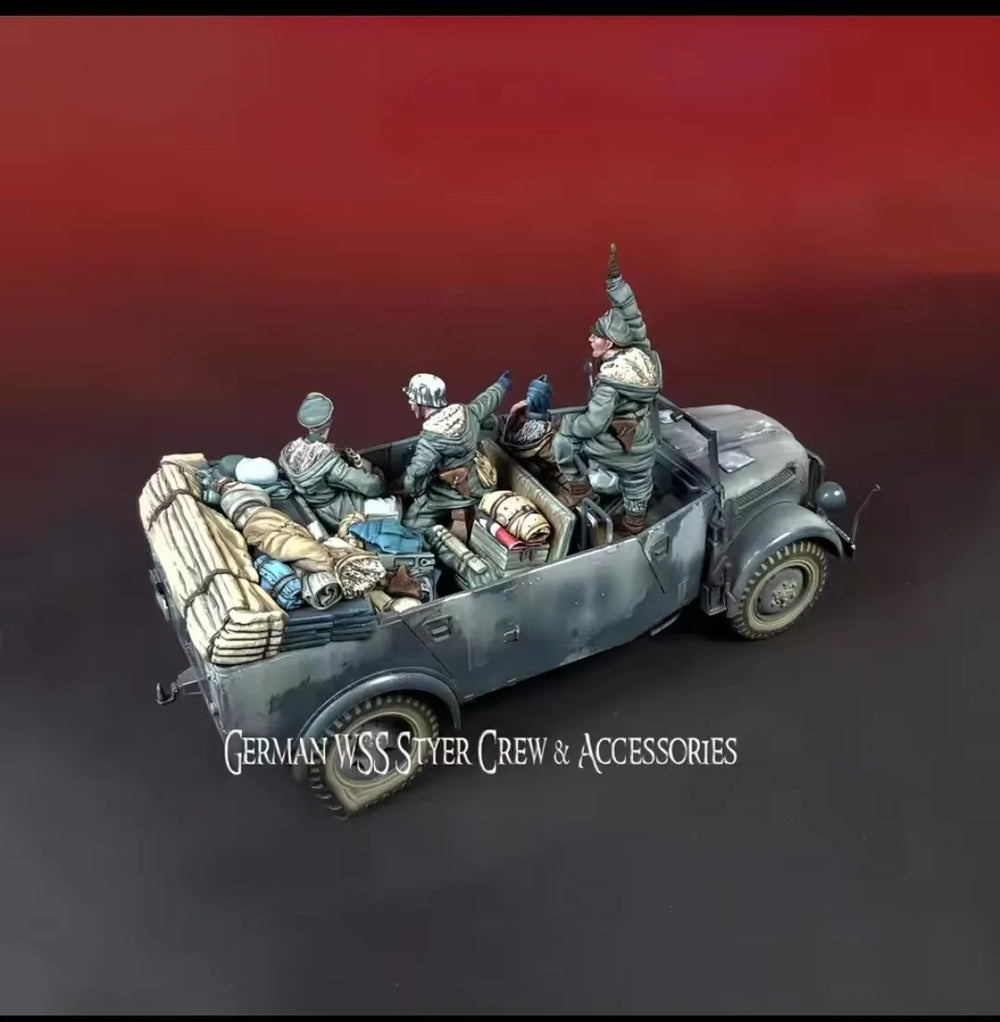 1/35 WWII German Truck Crew, 4 Figures, Resin Model Figure Kit, Unassembled and Unpainted