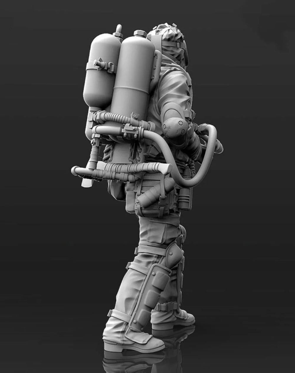 1/35 Modern Hazmat Flamethrower Soldier, Resin Model Figure Kit, Unassembled and Unpainted