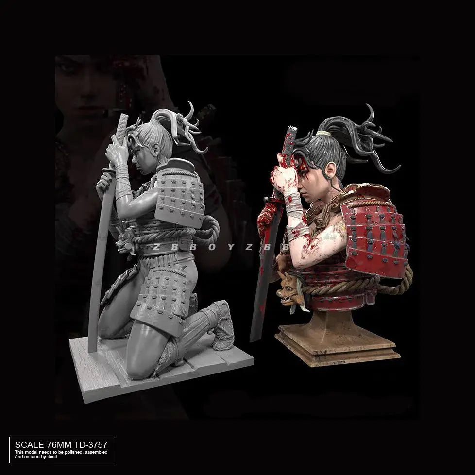 75mm Medieval Japanese Female Samurai, Resin Model Figure Kit, Unassembled and Unpainted