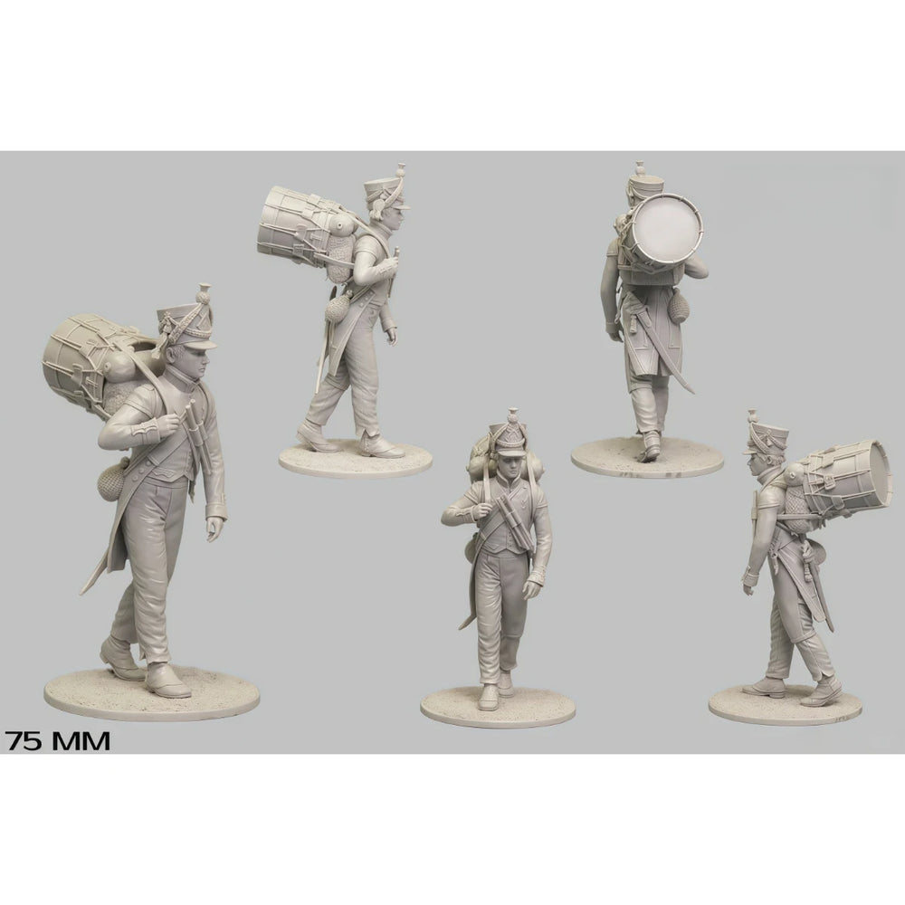 75mm Napoleonic French 57th Infantry Drummer 1835, Resin Model Figure Kit, Unassembled and Unpainted