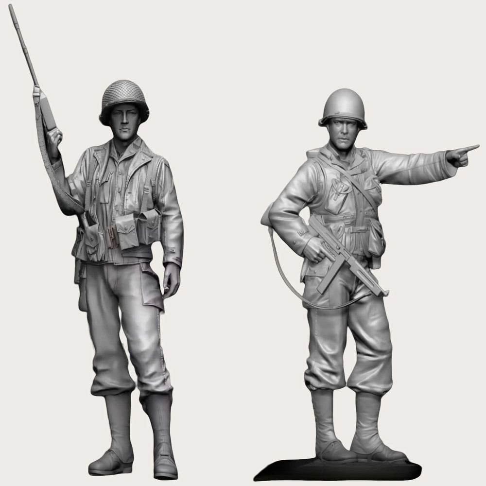 1/16 WWII German Assault Soldiers, 2 Figures, Resin Model Figure Kit, Unassembled and Unpainted