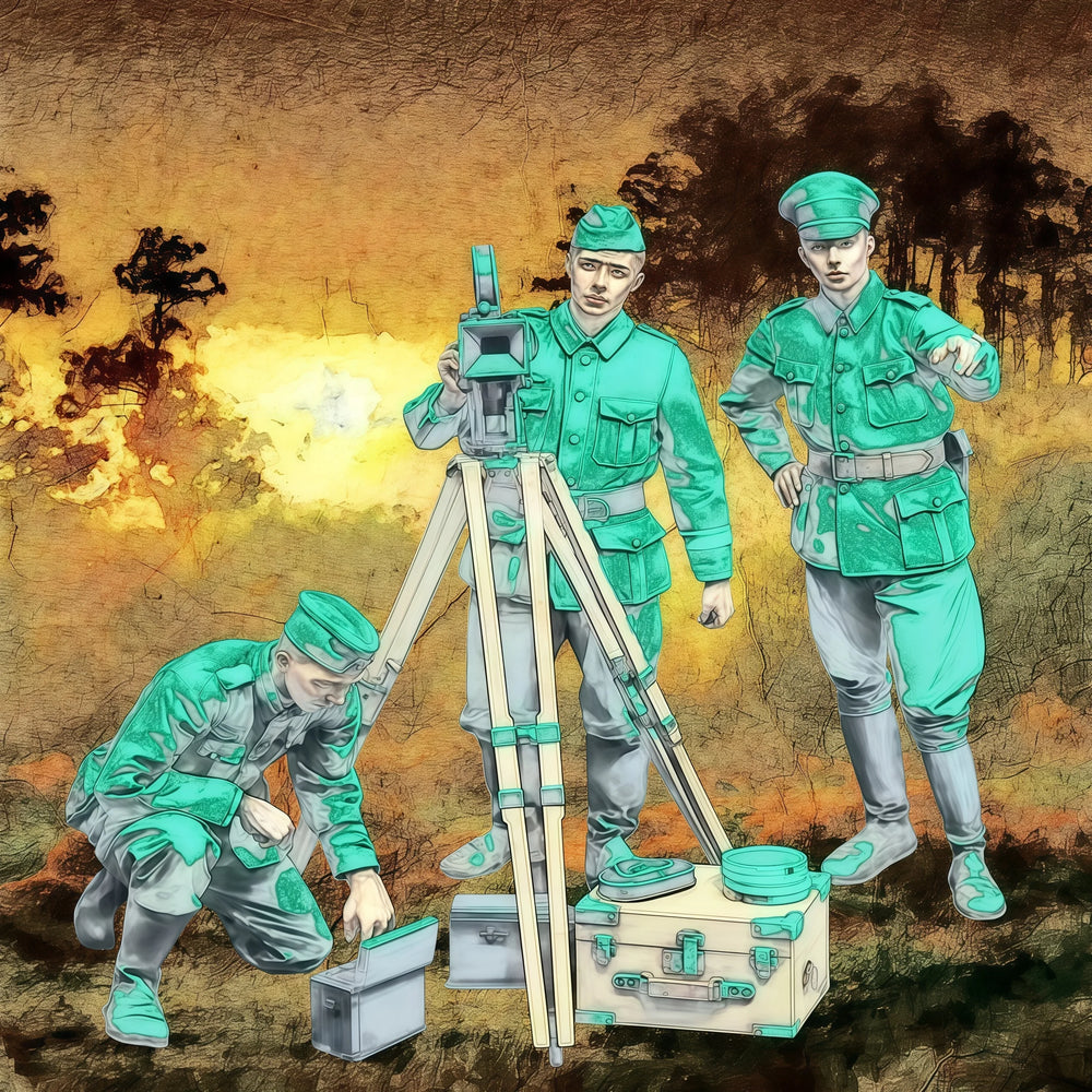 1/35 WWI Military Surveyors, 3 Figures, Resin Model Figure Kit, Unassembled and Unpainted
