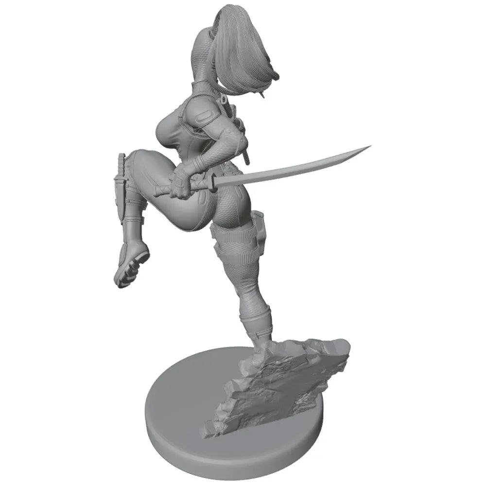 75mm Armored Commando with Rifle and Katana, Resin Model Figure Kit, Anime Theme, Unassembled and Unpainted