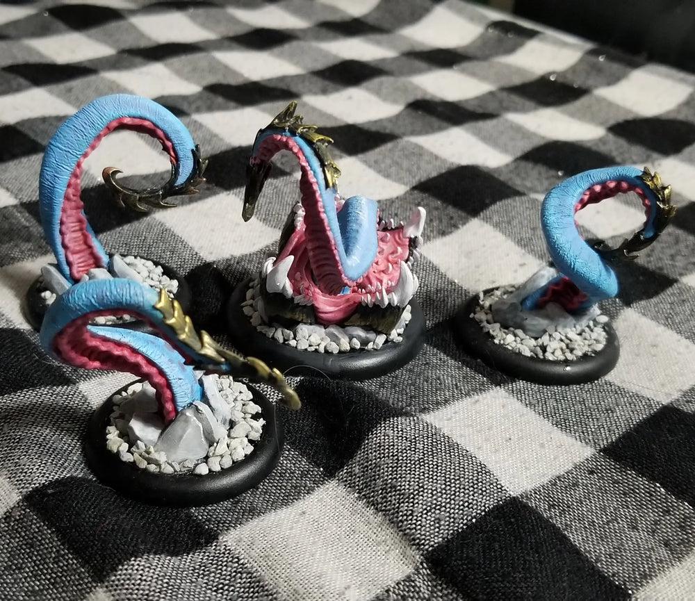 28mm Everblight Hellmouth Worm Creatures, 4 Figures, Resin Model Figure Kit, Fantasy Theme, Unassembled and Unpainted