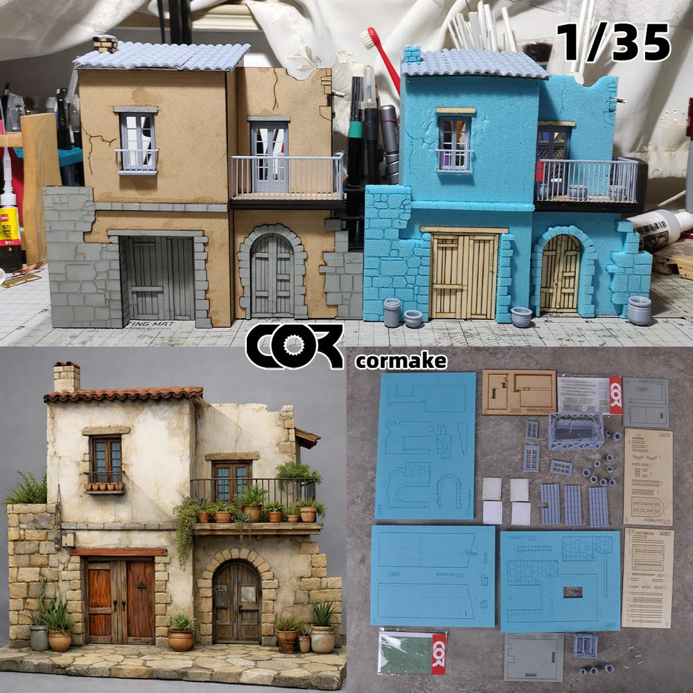 1/35 Western European Rural Houses, Resin Model Diorama Kit, Historical Theme, Unassembled and Unpainted