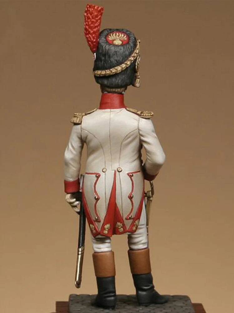 1/32 Napoleonic French Dragoon Officer with Red Plume, Resin Model Figure Kit, Unassembled and Unpainted
