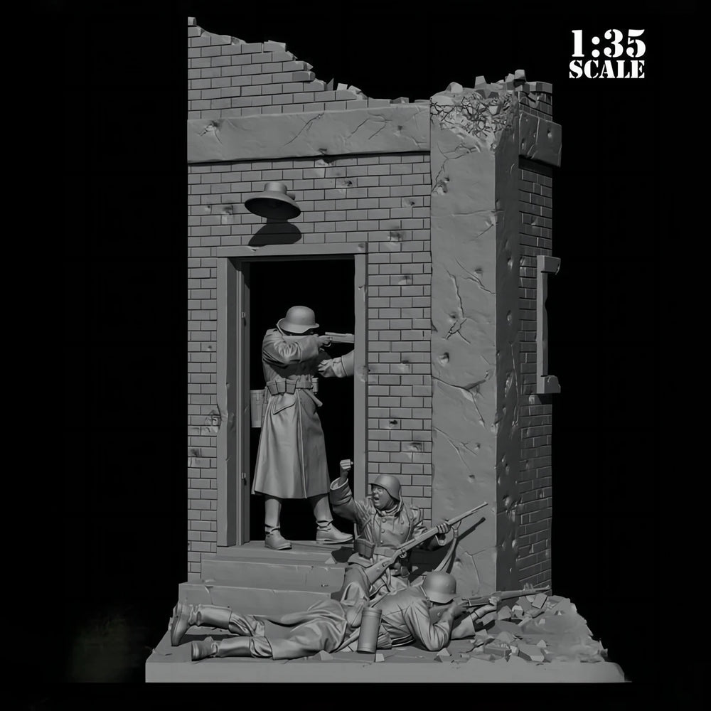 1/35 WWII German Infantry Urban Combat, 3 Figures, Resin Model Diorama Kit, Unassembled and Unpainted