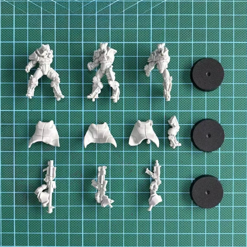 32mm Elite Soldiers Power Armor, 4 Figures, Resin Model Figure Kit, Sci-Fi Theme, Unassembled and Unpainted