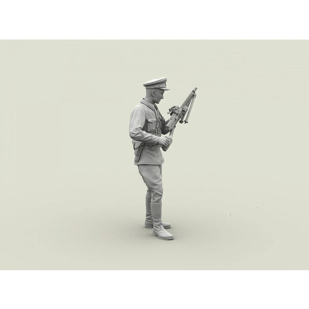 1/35 WWII Red Army Lieutenant with Light Machine Gun, Resin Model Figure Kit, Unassembled and Unpainted
