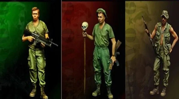 1/35 WWII Soldiers in Field Uniforms, 3 Figures, Resin Model Figure Kit, Unassembled and Unpainted