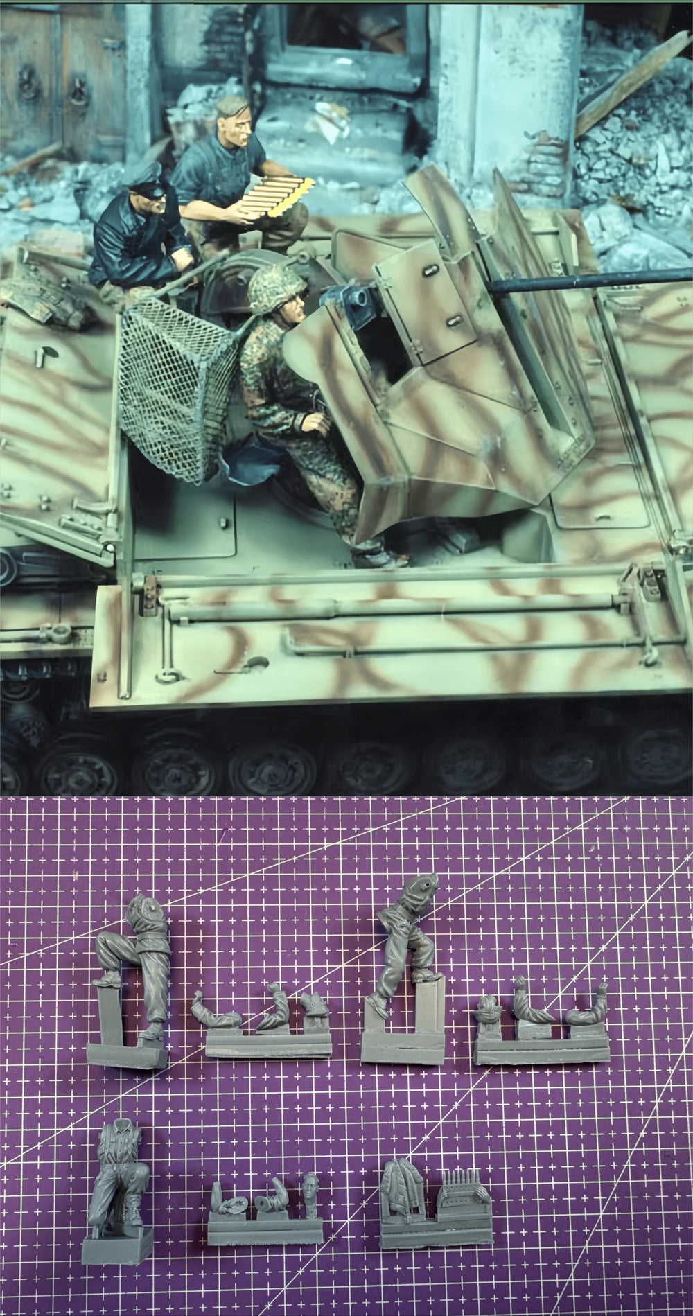 1/35 WWII German Tank Riders Assaulting, 4 Figures, Resin Model Figure Kit, Unassembled and Unpainted