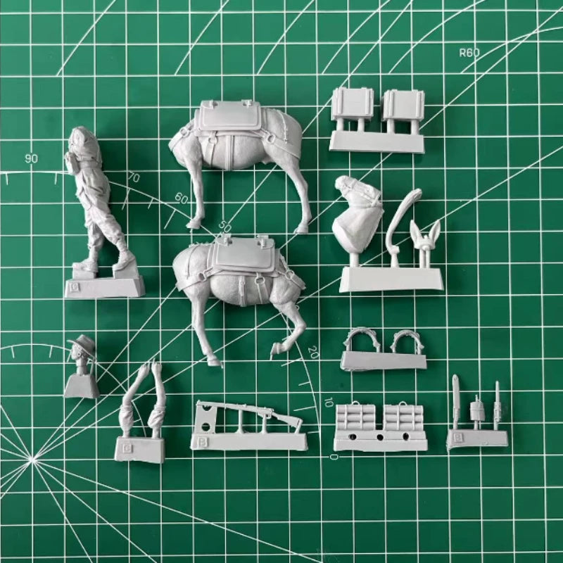 1/35 WWII British Special Forces with Mule, Resin Model Figure Kit, Unassembled and Unpainted