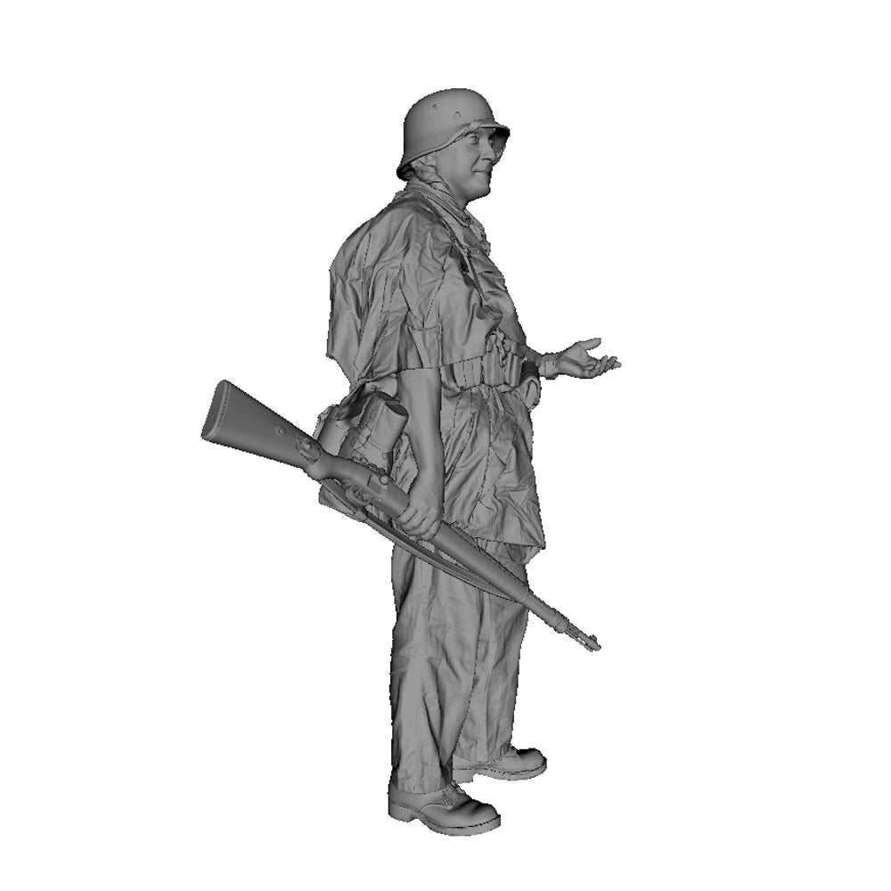 1/35 WWII German Panzergrenadier Standing with Slung Rifle, Resin Model Figure Kit, Unassembled and Unpainted