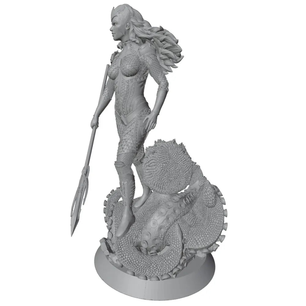 1/24 Female Warrior Atop Giant Octopus, Resin Model Figure Kit, Fantasy Theme, Unassembled and Unpainted
