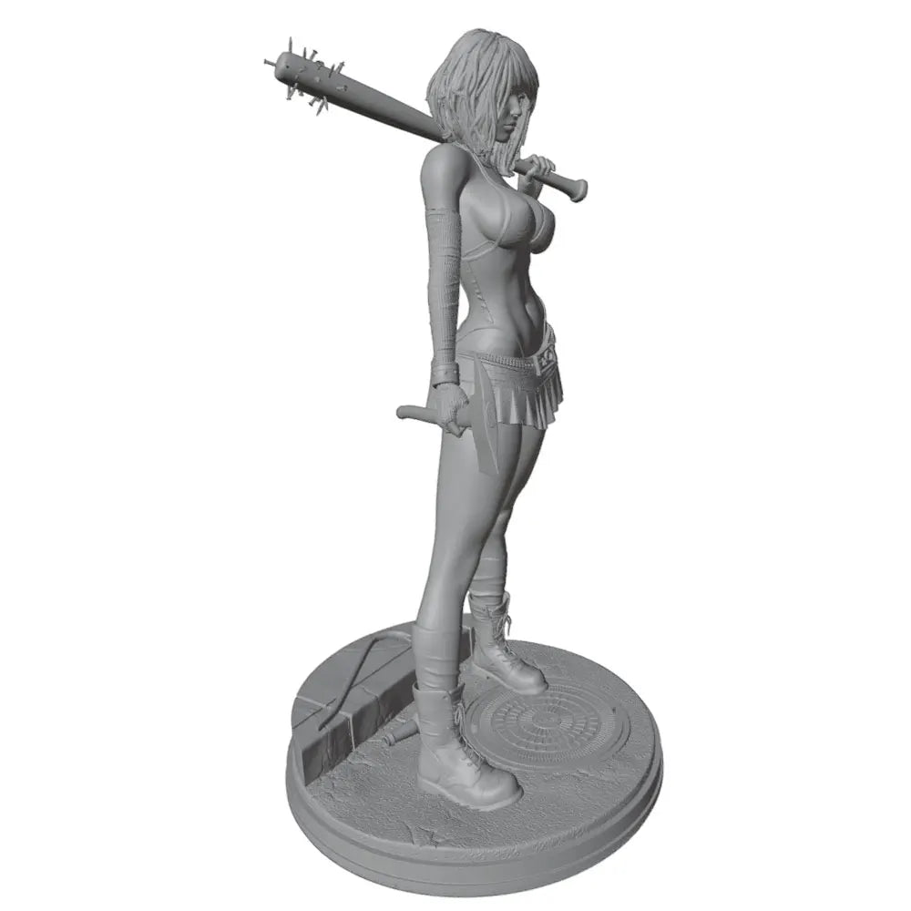 1/24 Female Barbarian with Axe and Rifle, Resin Model Figure Kit, Fantasy Theme, Unassembled and Unpainted