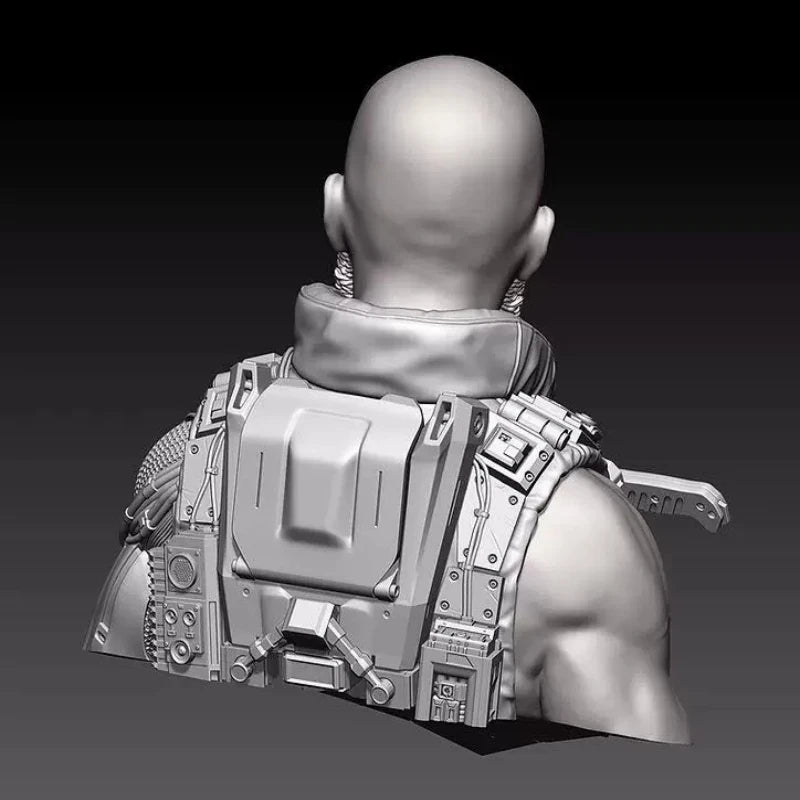 1/10 Cybernetic Warrior, Resin Model Bust Kit, Sci-Fi Theme, Unassembled and Unpainted