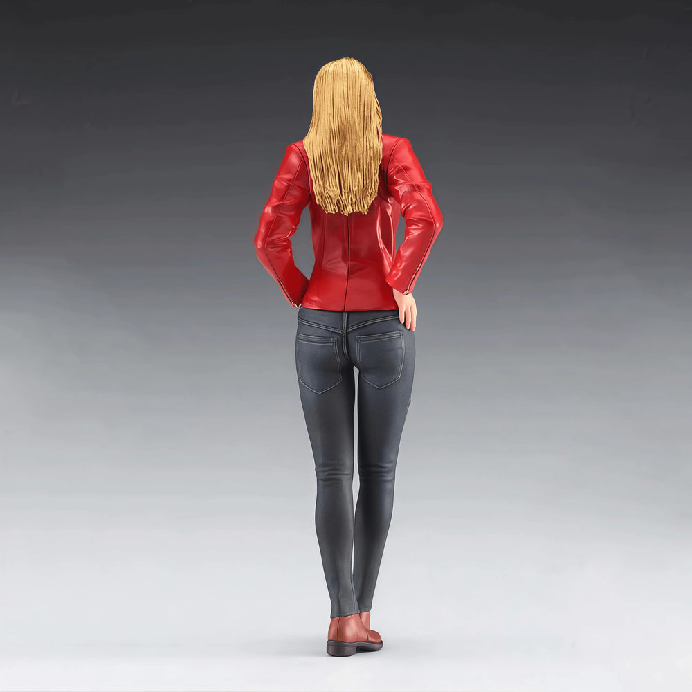 1/12 Blonde Woman in Red Leather, Resin Model Figure Kit, Unassembled and Unpainted