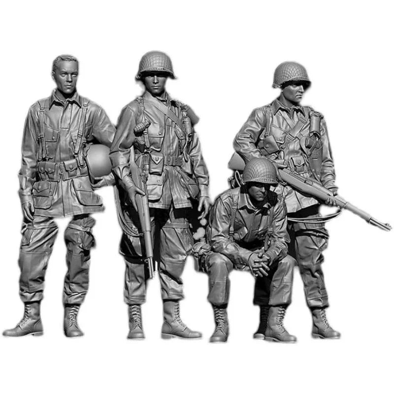 1/35 WWII US Infantry Squad, 4 Figures, Resin Model Figure Kit, Unassembled and Unpainted