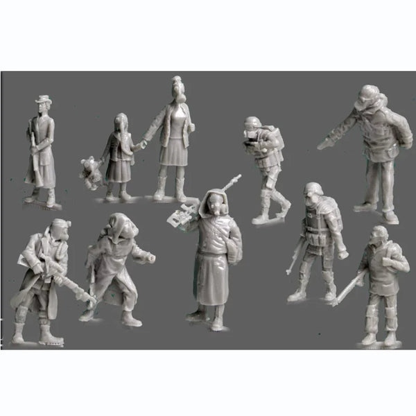 1/72 American Civil War Settlers, 14 Figures, Resin Model Figure Kit, Unassembled and Unpainted