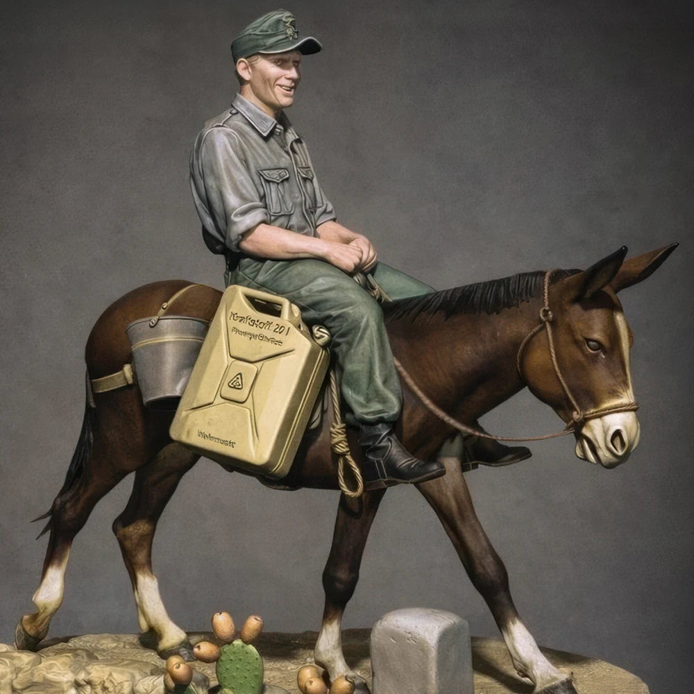 1/35 WWI Soldiers Riding Mules, 2 Figures, Resin Model Figure Kit, Unassembled and Unpainted