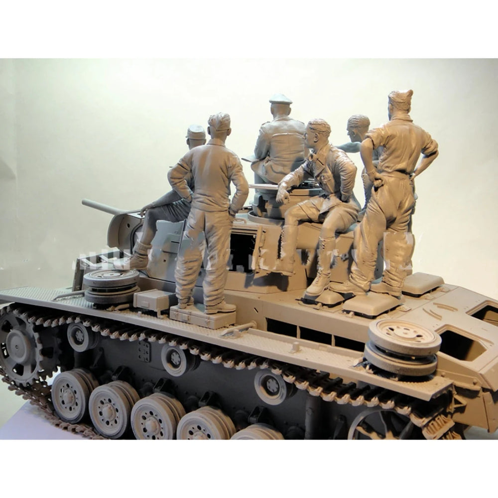 1/16 WWII Tank Crew, 6 Figures, Resin Model Figure Kit, Unassembled and Unpainted