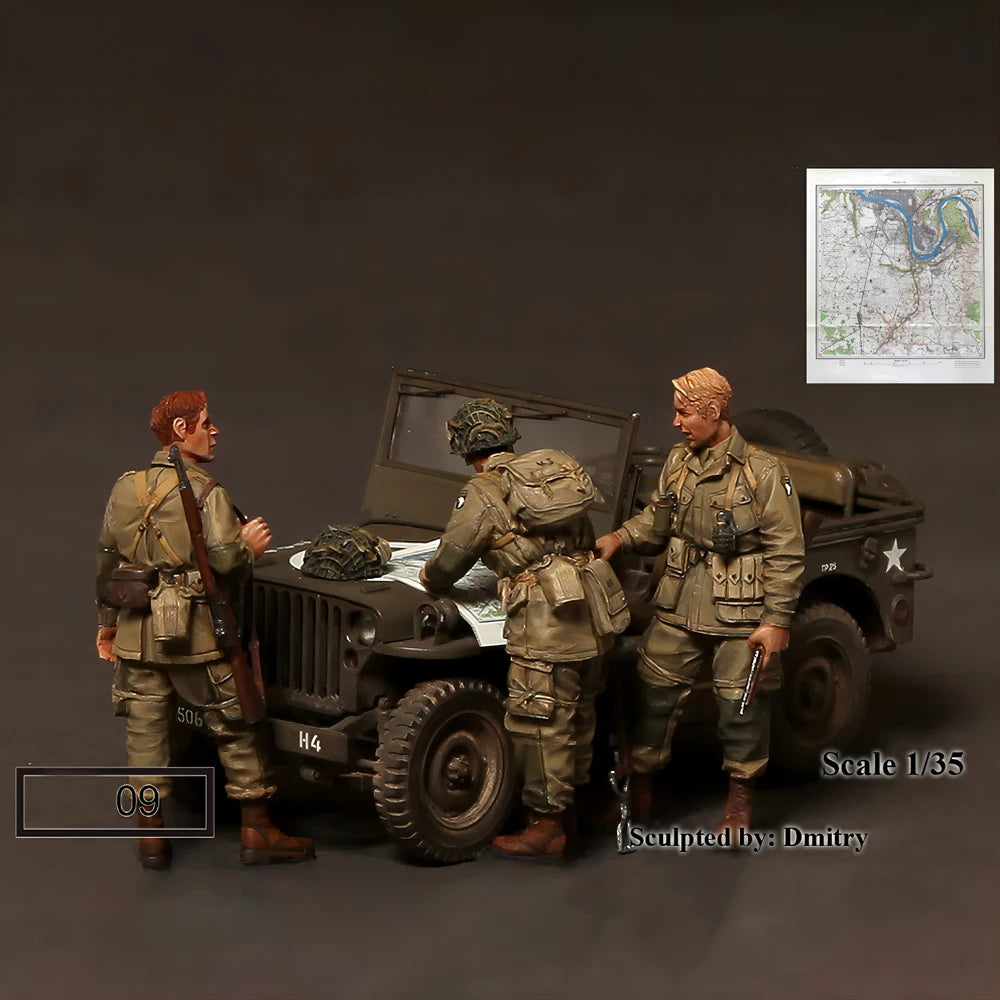 1/35 WWII Soviet Motor Infantry Squad, 3 Figures, Resin Model Figure Kit, Unassembled and Unpainted