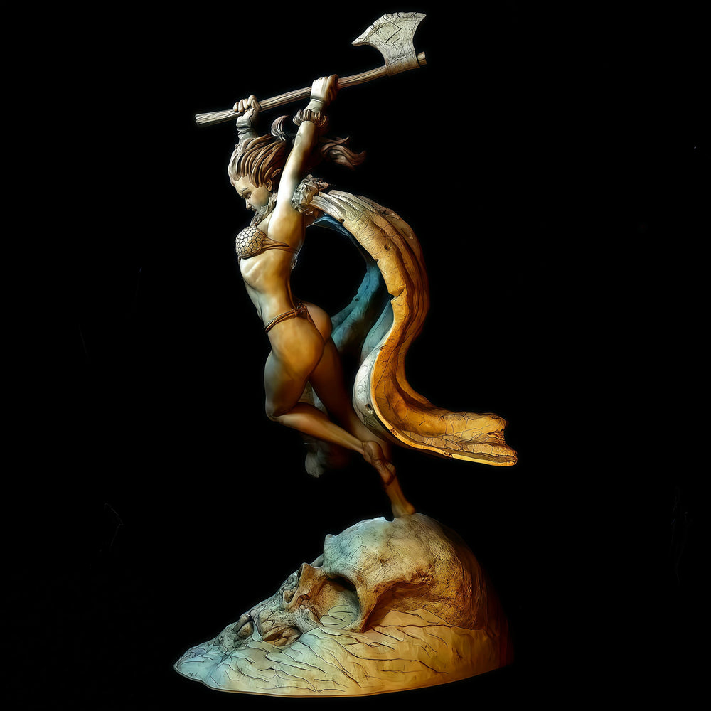 1/24 Female Warrior Emerging from Dragon Head, Resin Model Figure Kit, Fantasy Theme, Unassembled and Unpainted