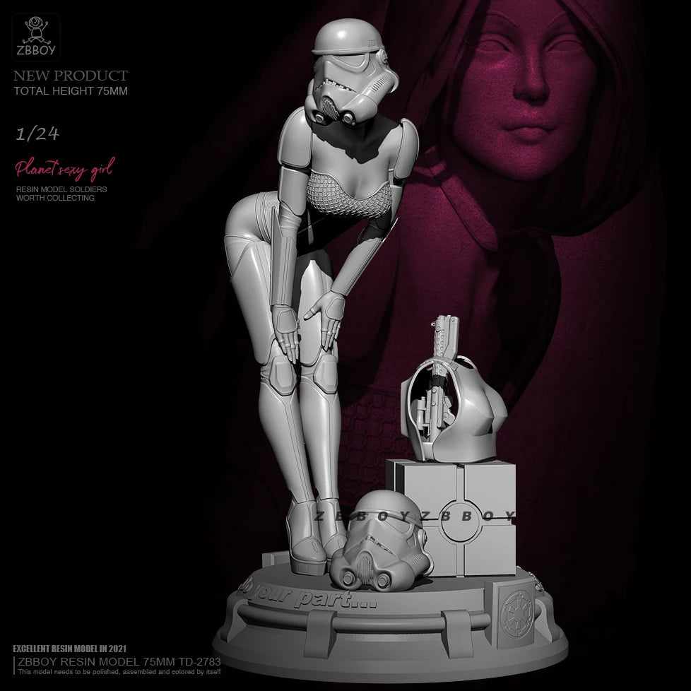 1/24 Female Cyborg Pilot in Tactical Combat Suit, Resin Model Figure Kit, Unassembled and Unpainted