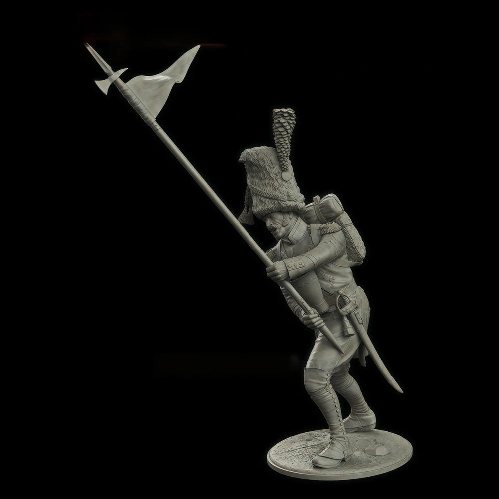 75mm Napoleonic French Infantry Eagle Standard Bearer, Resin Model Figure Kit, Unassembled and Unpainted