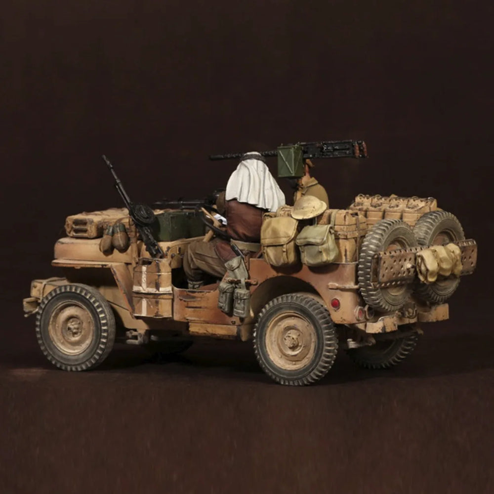 1/35 WWII SAS Jeep, 3 Figures, Resin Model Vehicle Kit, Unassembled and Unpainted