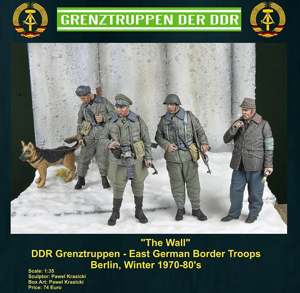 1/35 Cold War East German Grenztruppen, 4 Figures, Resin Model Figure Kit, Unassembled and Unpainted