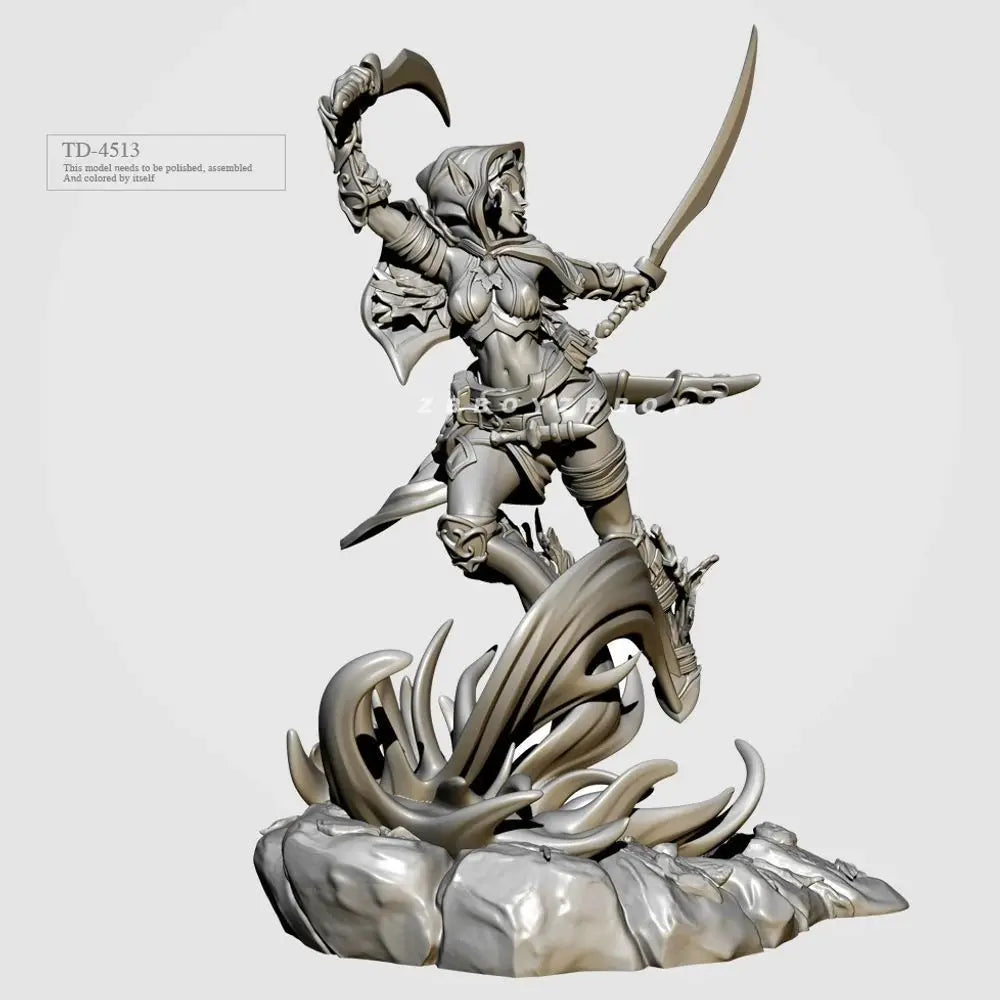 50mm Female Elf Warrior, Resin Model Figure Kit, Fantasy Theme, Unassembled and Unpainted