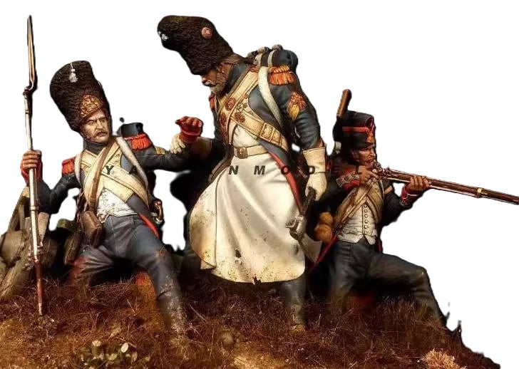 1/24 Napoleonic French Officer & Grenadier, 3 Figures, Resin Model Figure Kit, Unassembled and Unpainted