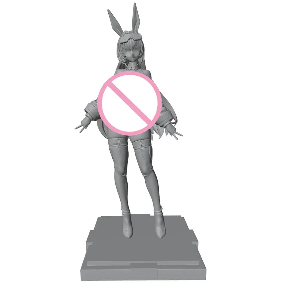 75mm Bunny Girl with Long Hair and Arm Bands, Resin Model Figure Kit, Anime Theme, Unassembled and Unpainted